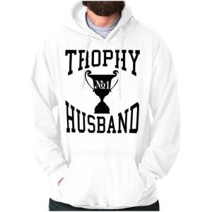 Brisco Brands Trophy Husband No. 1 Hubby Award Hoodie Hooded Sweatshirt Men(White)