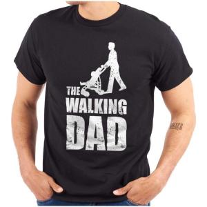 Brisco Brands Walking Dad Nerdy Zombie Movie Lover Mens Graphic T Shirt Tees(Black)