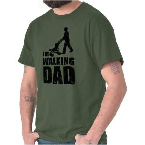 Brisco Brands Walking Dad Nerdy Zombie Movie Lover Mens Graphic T Shirt Tees(Military Green)