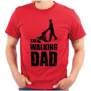 Brisco Brands Walking Dad Nerdy Zombie Movie Lover Mens Graphic T Shirt Tees(Red)