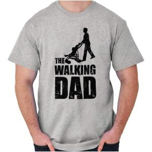 Brisco Brands Walking Dad Nerdy Zombie Movie Lover Mens Graphic T Shirt Tees(Sport Grey)