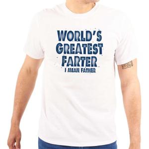Brisco Brands Worlds Greatest Farter I Mean Father Mens Graphic T Shirt Tees(White)