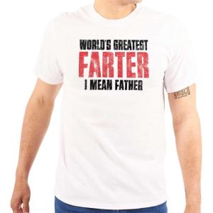 Brisco Brands Worlds Greatest Father I Mean Farter Mens Graphic T Shirt Tees(White)