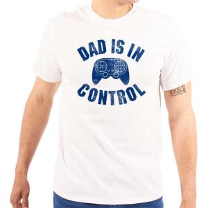 Father’s Day Gamer Dad is in Control Mens Graphic T Shirt Tees(White)