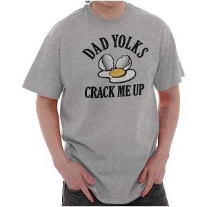 Funny Dad Joke Yolks Crack Me Up Mens Graphic T Shirt Tees(Sport Grey)