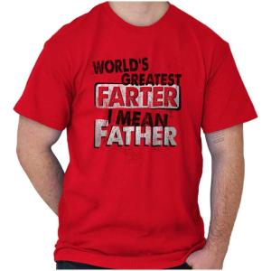 Funny Worlds Greatest Father Farter Mens Graphic T Shirt Tees(Red)