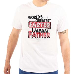 Funny Worlds Greatest Father Farter Mens Graphic T Shirt Tees(White)