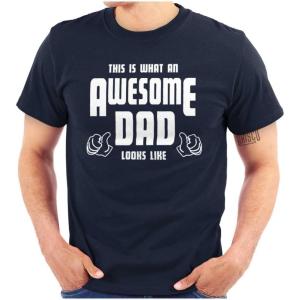 This is What Awesome Dads Look Like Mens Graphic T Shirt Tees(Navy)