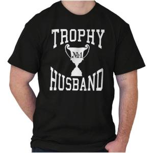 Trophy Husband No. 1 Hubby Award Mens Graphic T Shirt Tees(Black)