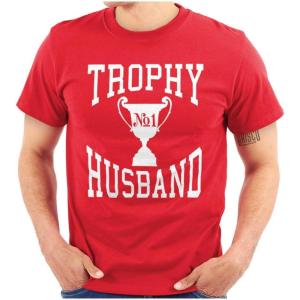 Trophy Husband No. 1 Hubby Award Mens Graphic T Shirt Tees(Red)