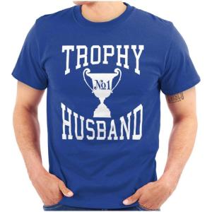 Trophy Husband No. 1 Hubby Award Mens Graphic T Shirt Tees(Royal)