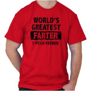 World’s Greatest Farter Funny Fathers Mens Graphic T Shirt Tees(Red)