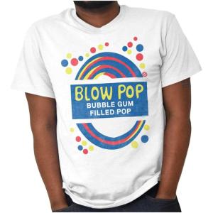 Blow Pop Retro Lollipop Candy Wrapper Graphic T Shirt Men or Women(White)