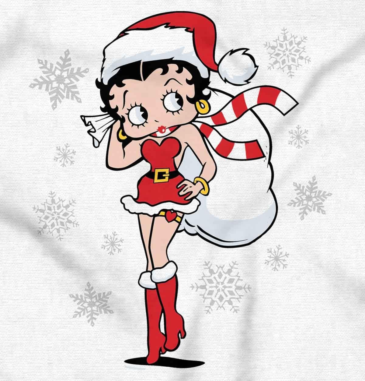imageBetty Boop Christmas Holiday Cute Womens Long Sleeve T ShirtWhite