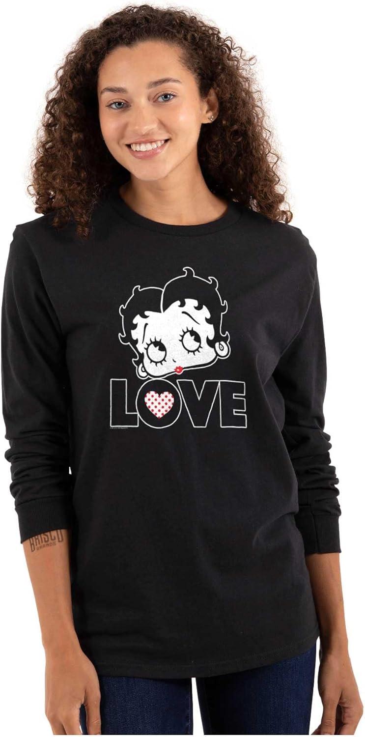 imageBetty Boop Love Cute Girly Cartoon Womens Long Sleeve T ShirtBlack