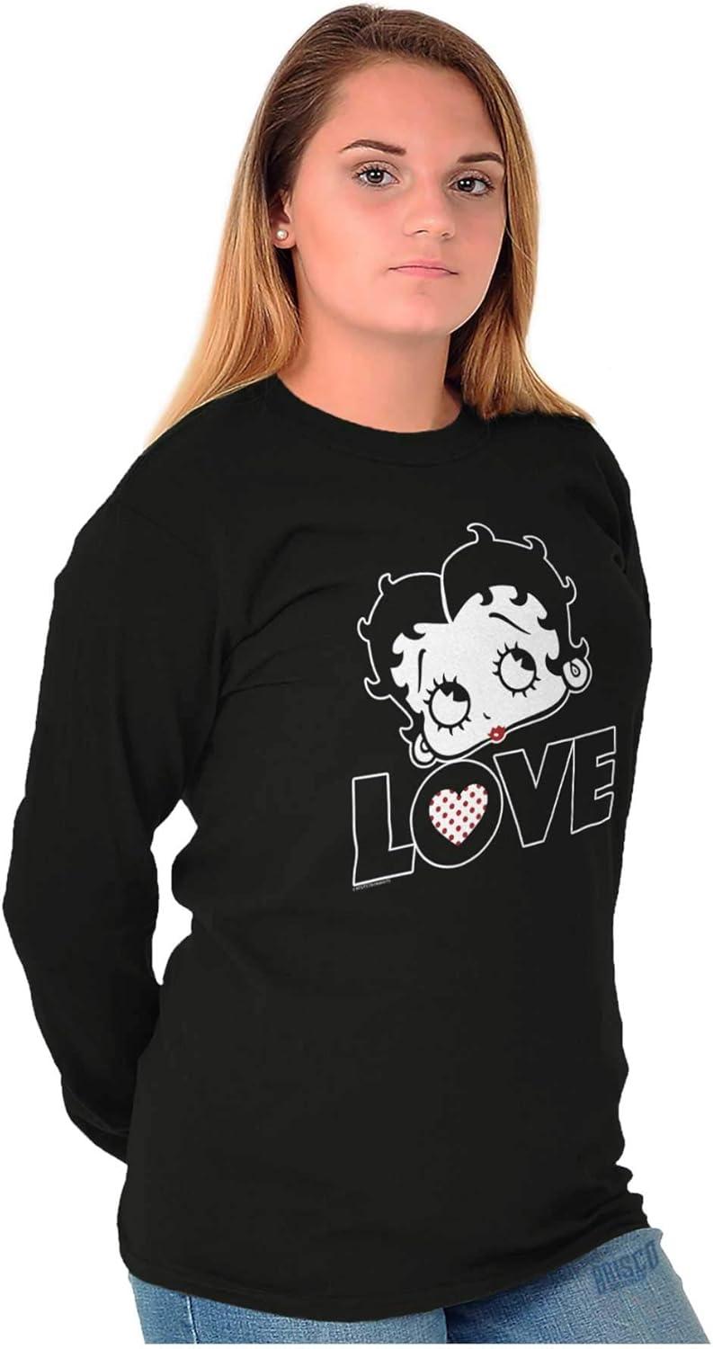 imageBetty Boop Love Cute Girly Cartoon Womens Long Sleeve T ShirtBlack