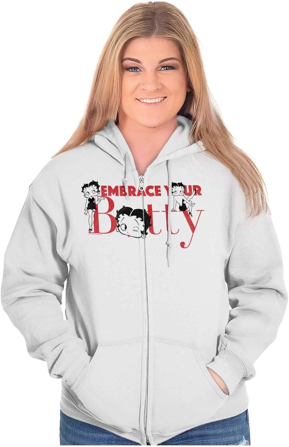 imageBrisco Brands Betty Boop Embrace Your Beauty Cute Zip Hoodie Sweatshirt WomenWhite