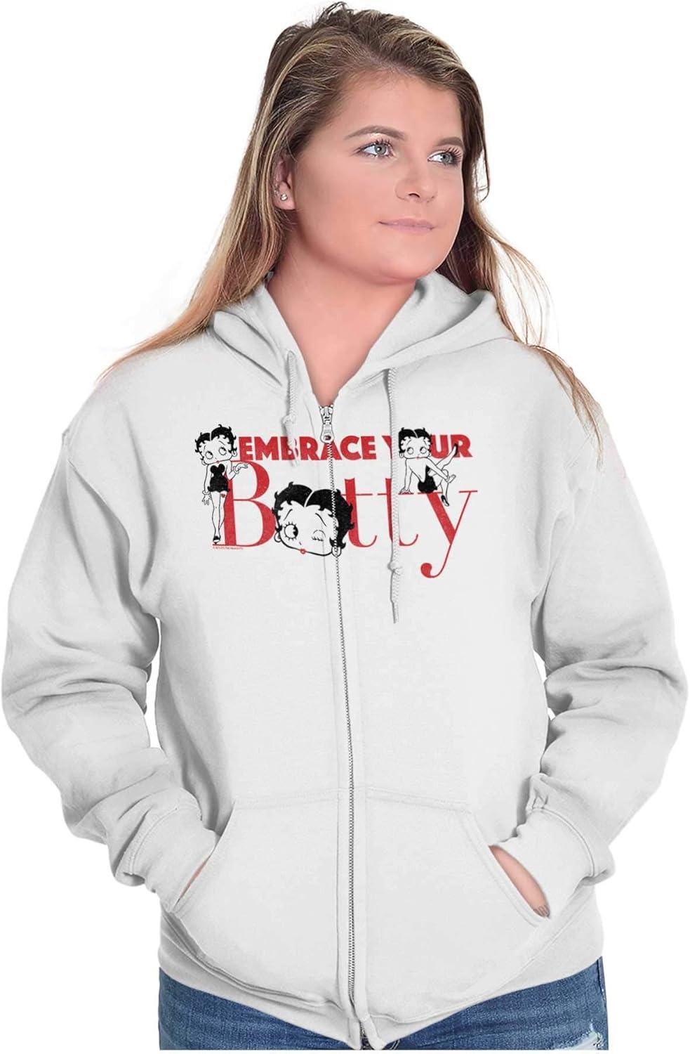 imageBrisco Brands Betty Boop Embrace Your Beauty Cute Zip Hoodie Sweatshirt WomenWhite