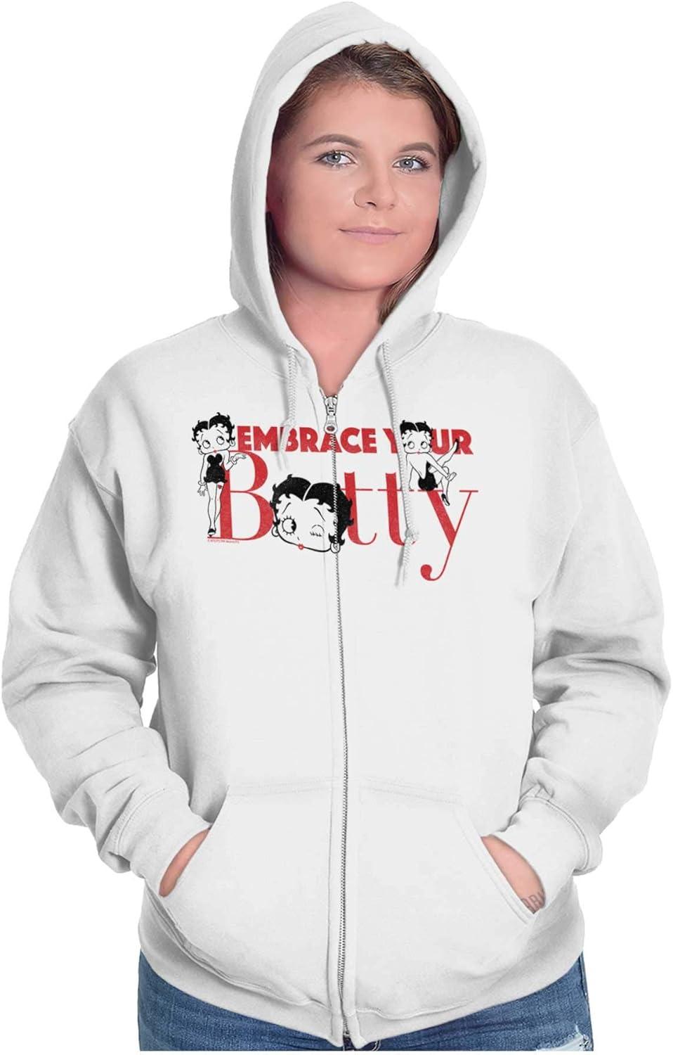 imageBrisco Brands Betty Boop Embrace Your Beauty Cute Zip Hoodie Sweatshirt WomenWhite