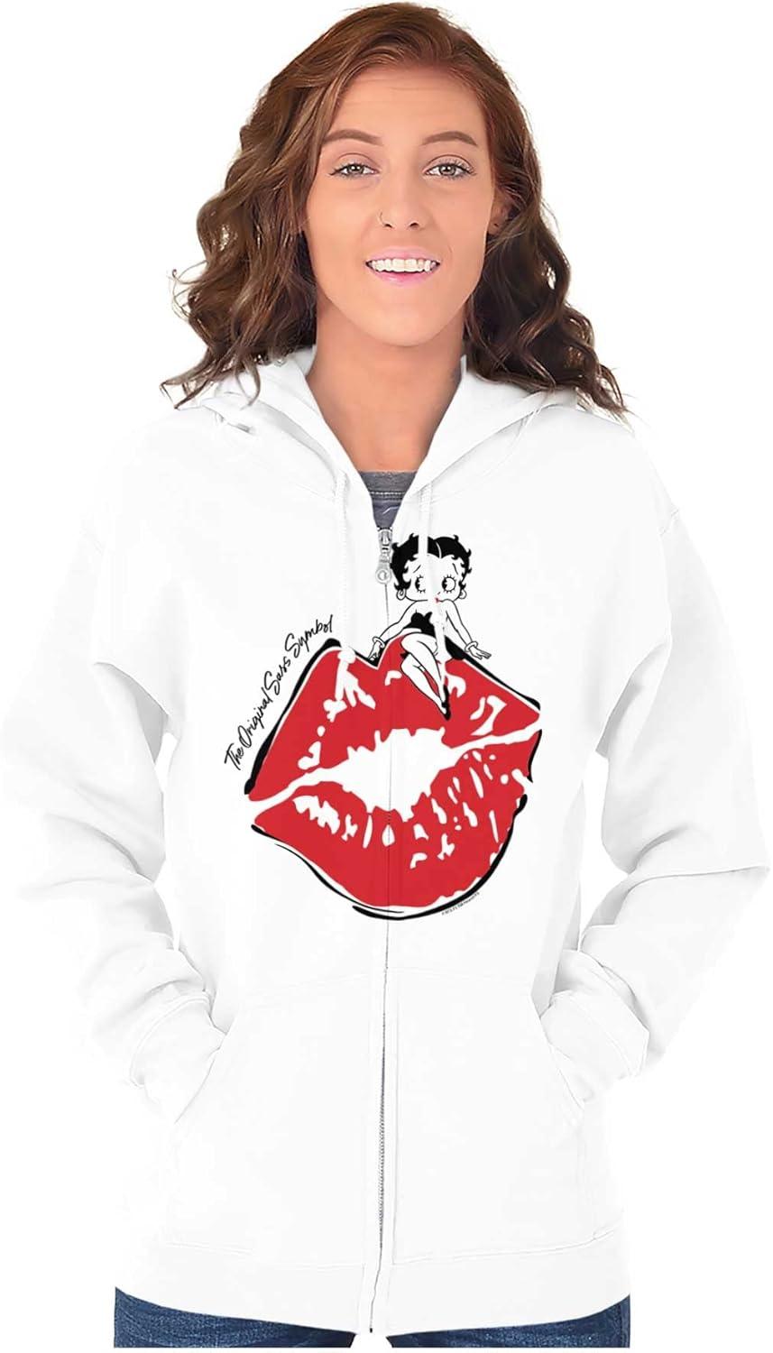 imageBrisco Brands Betty Boop The Original Sass Symbol Zip Hoodie Sweatshirt WomenWhite