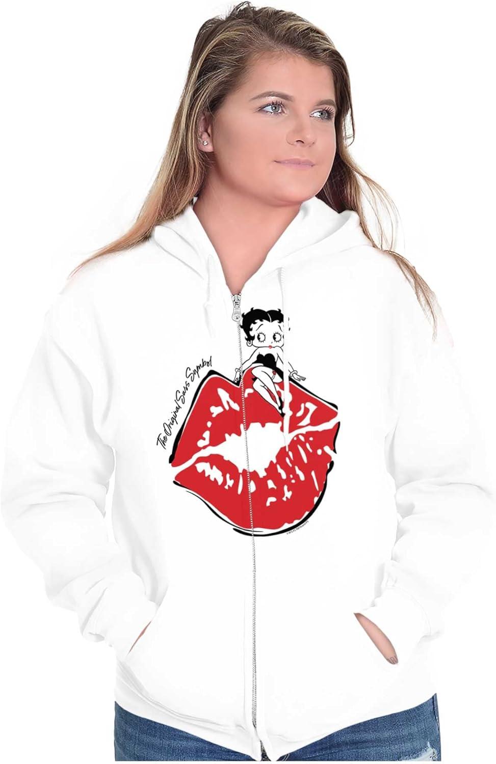 imageBrisco Brands Betty Boop The Original Sass Symbol Zip Hoodie Sweatshirt WomenWhite