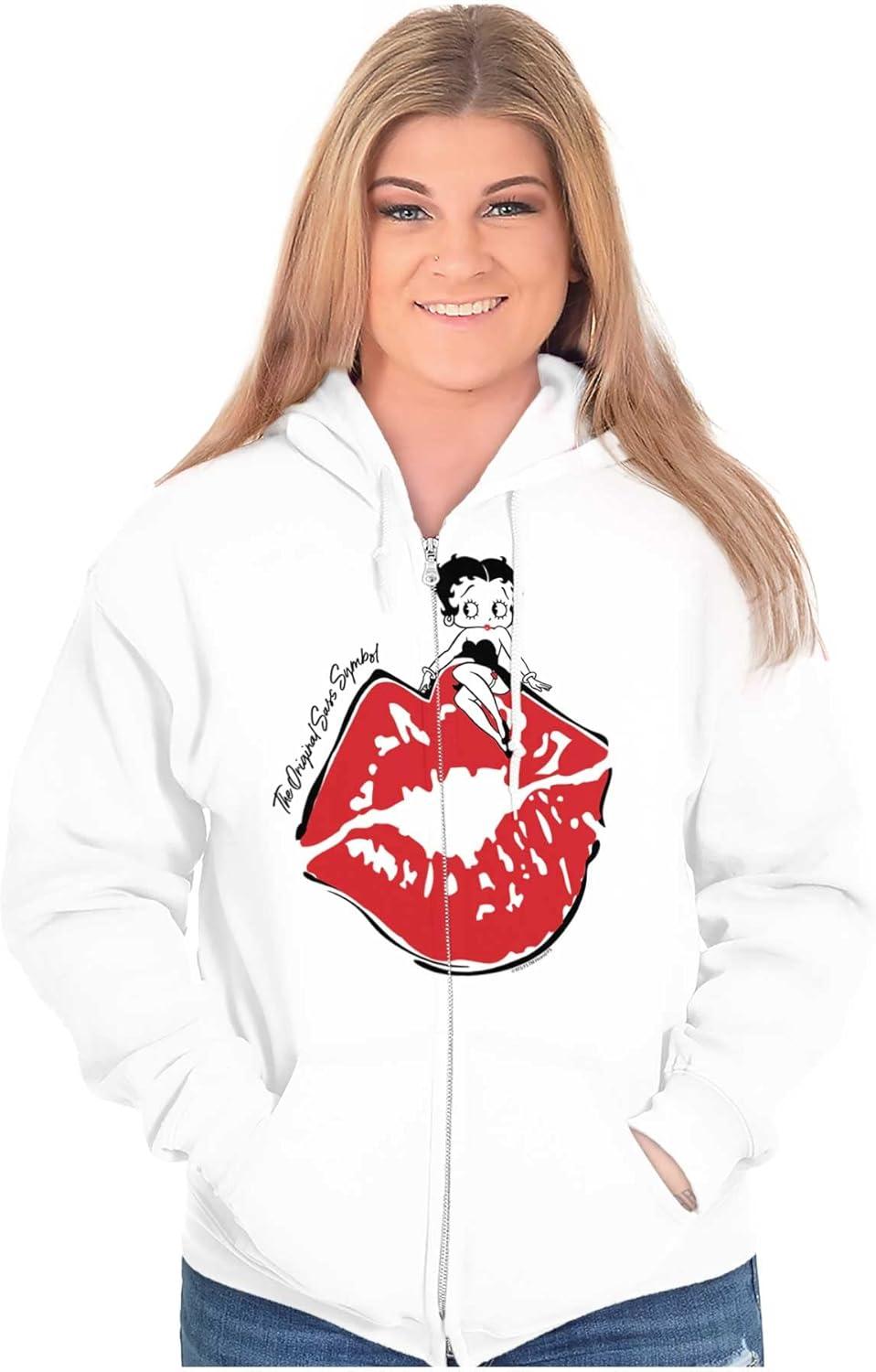 imageBrisco Brands Betty Boop The Original Sass Symbol Zip Hoodie Sweatshirt WomenWhite