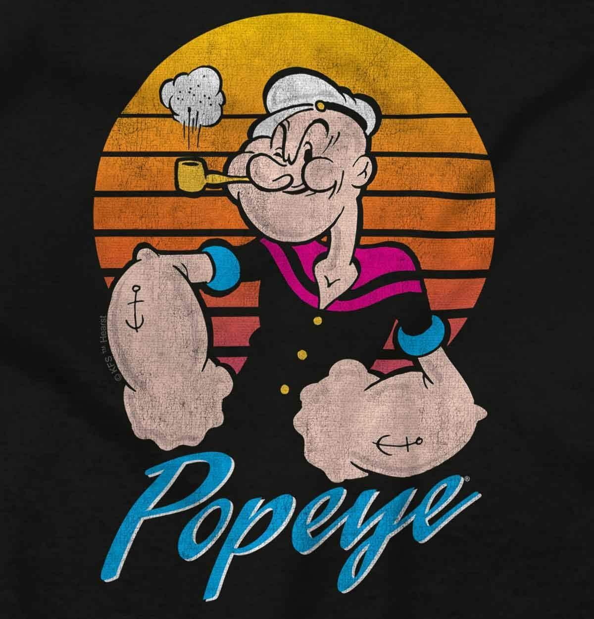imagePopeye The Sailor Man Retro Sunset Crewneck T Shirts Boy GirlBlack