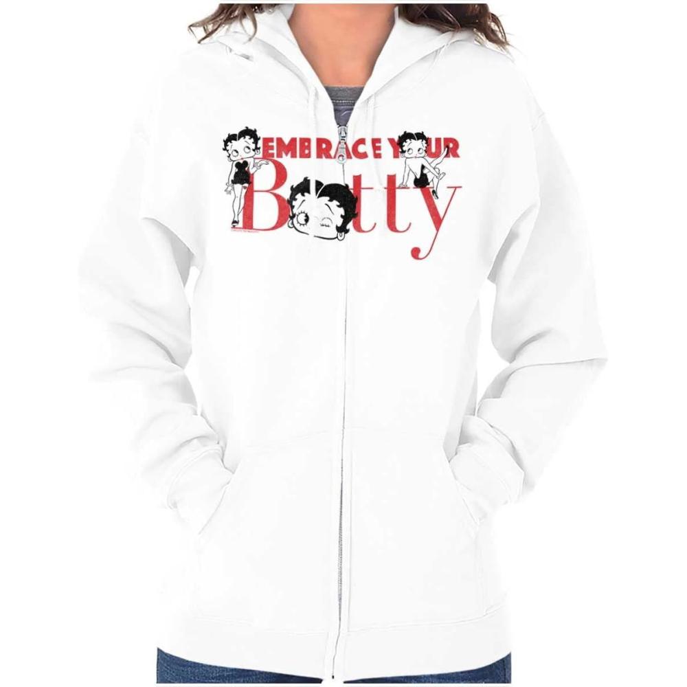 imageBrisco Brands Betty Boop Embrace Your Beauty Cute Zip Hoodie Sweatshirt WomenWhite