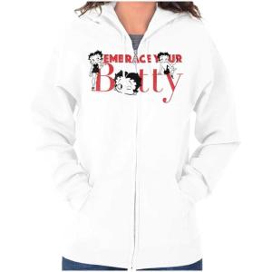 Brisco Brands Betty Boop Embrace Your Beauty Cute Zip Hoodie Sweatshirt Women(White)