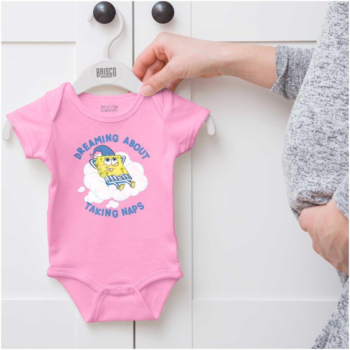 imageBrisco Brands SpongeBob Dreaming About Taking Naps Baby Romper Boys or GirlsPink