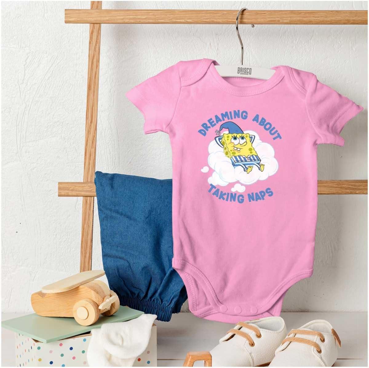 imageBrisco Brands SpongeBob Dreaming About Taking Naps Baby Romper Boys or GirlsPink