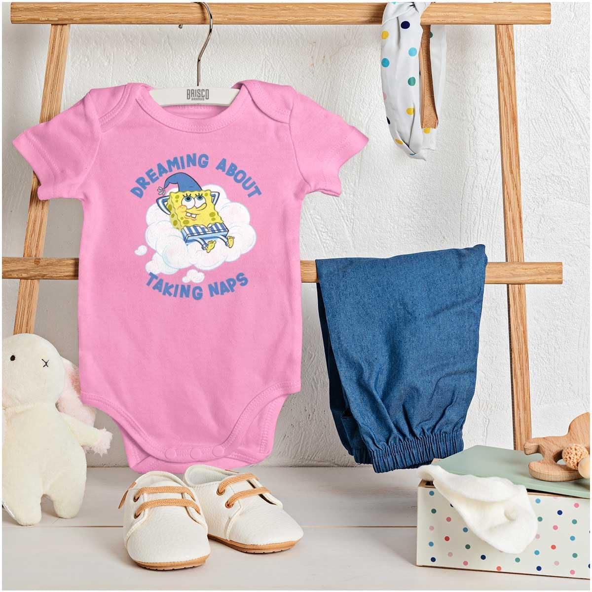 imageBrisco Brands SpongeBob Dreaming About Taking Naps Baby Romper Boys or GirlsPink