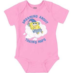 Brisco Brands SpongeBob Dreaming About Taking Naps Baby Romper Boys or Girls(Pink)