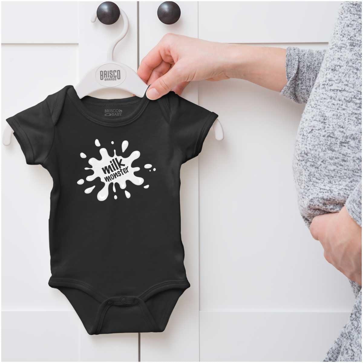 imageBrisco Brands Milk Monster Cute Breastfeeding Humor Baby Romper Boys or GirlsBlack