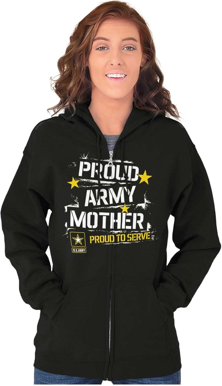 imageBrisco Brands US Army Proud Military Mother Mom Zip Hoodie Sweatshirt Women