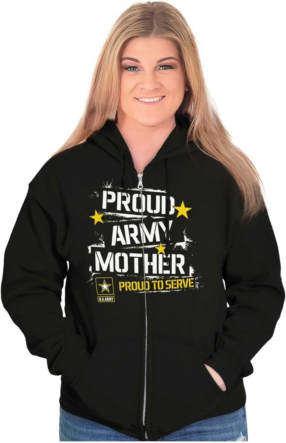imageBrisco Brands US Army Proud Military Mother Mom Zip Hoodie Sweatshirt Women