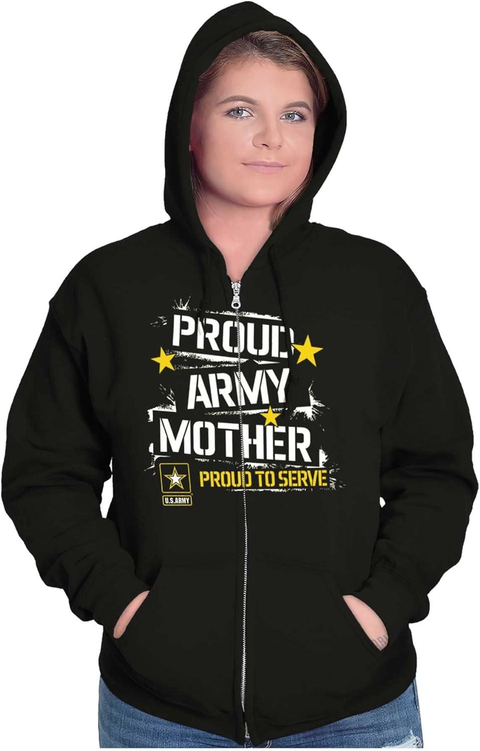 imageBrisco Brands US Army Proud Military Mother Mom Zip Hoodie Sweatshirt Women