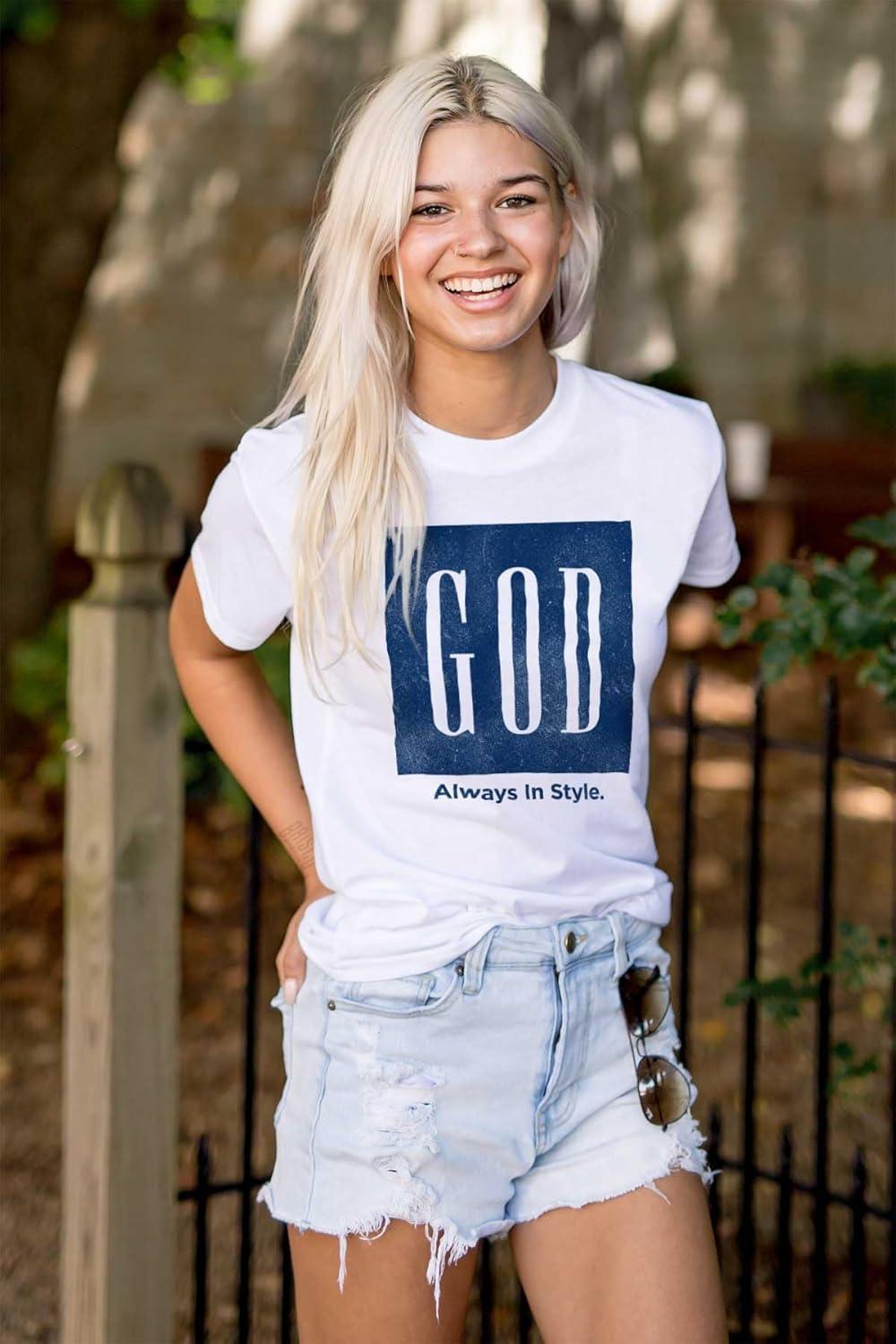 imageGod Always in Style Fashion Faith Graphic T Shirt Men or WomenWhite
