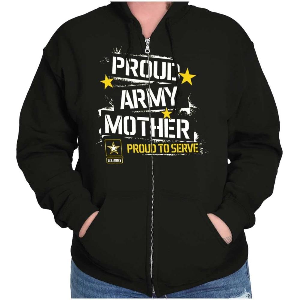 imageBrisco Brands US Army Proud Military Mother Mom Zip Hoodie Sweatshirt Women