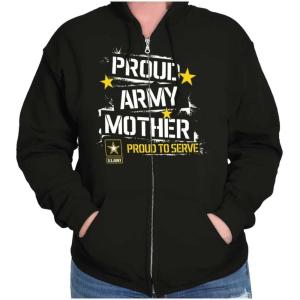 Brisco Brands US Army Proud Military Mother Mom Zip Hoodie Sweatshirt Women