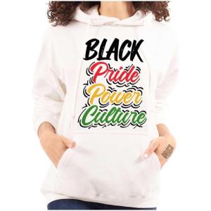 Brisco Brands Black History Pride Power Culture Hoodie Sweatshirt Women(White)