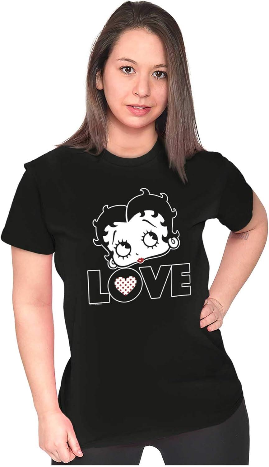 imageBetty Boop Love Cute Girly Cartoon Womens Slim Fit Graphic TeeBlack