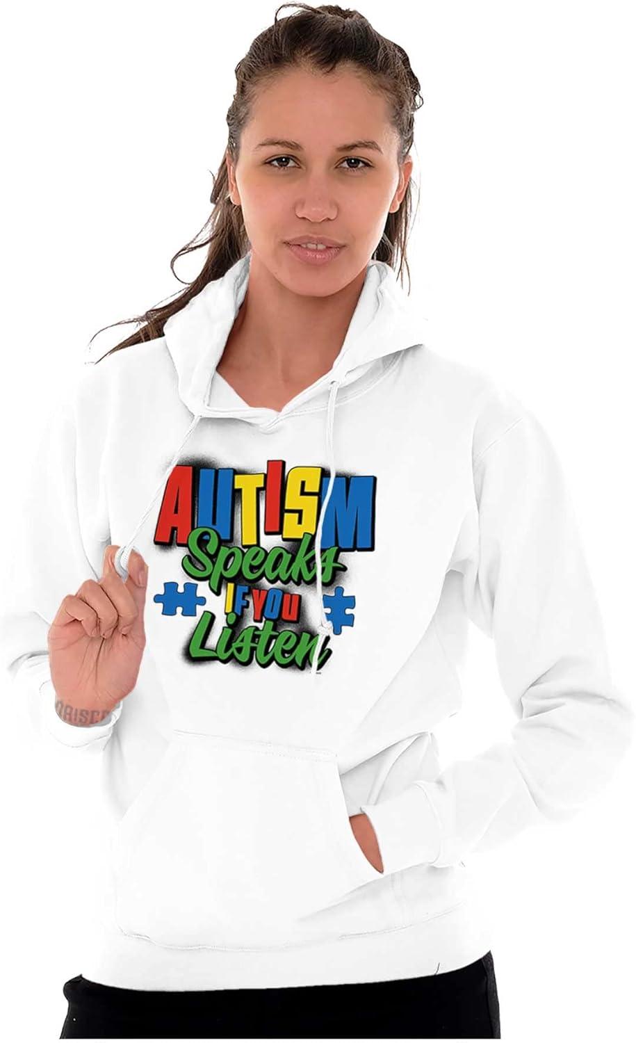 imageBrisco Brands Autism Speaks If You Listen Awareness Hoodie Sweatshirt Women MenWhite