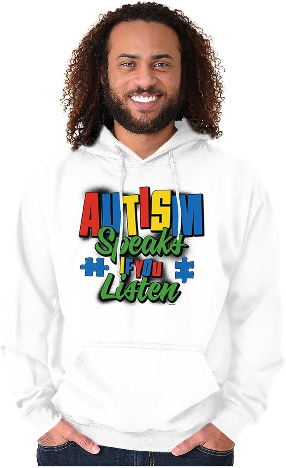 imageBrisco Brands Autism Speaks If You Listen Awareness Hoodie Sweatshirt Women MenWhite