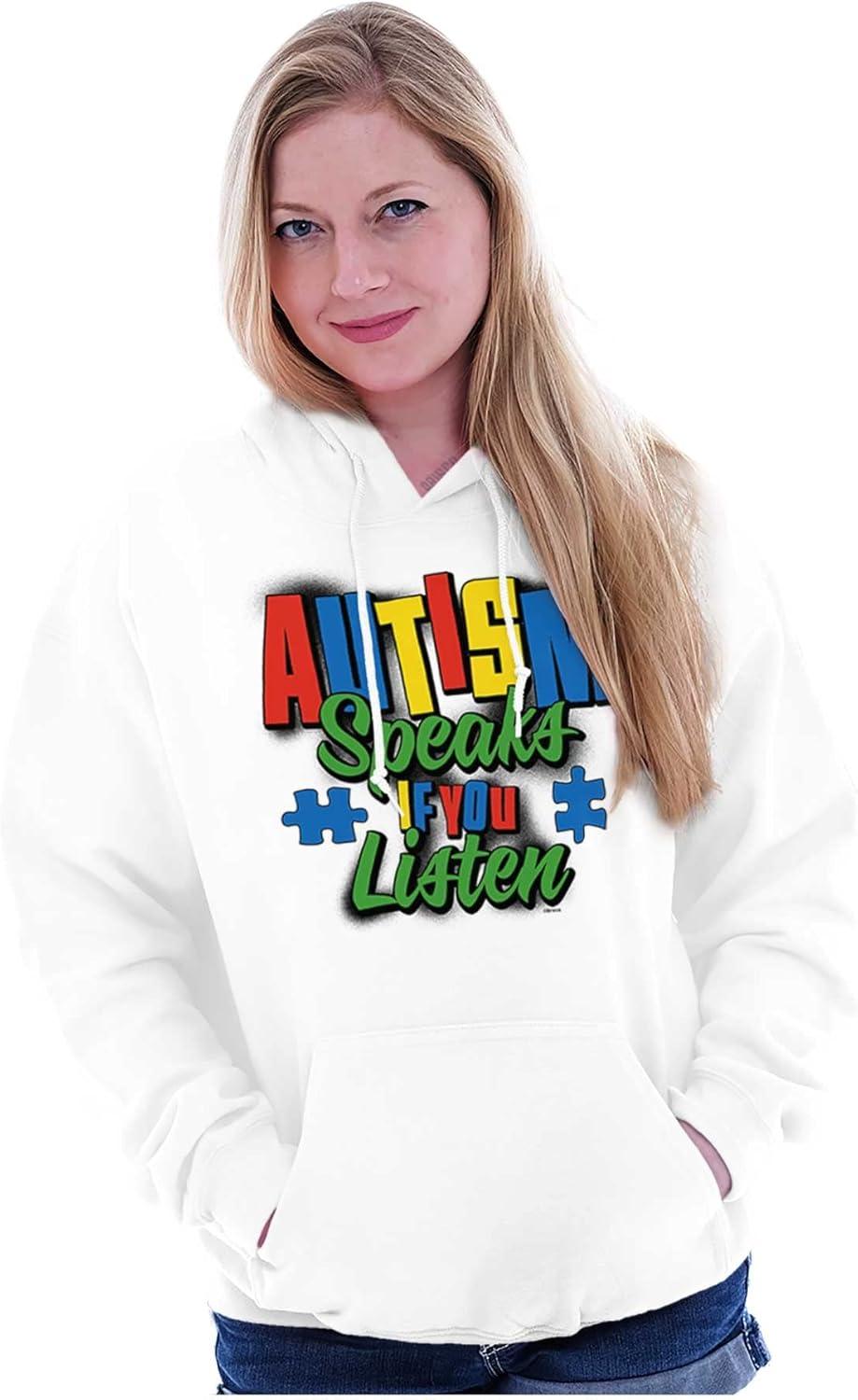 imageBrisco Brands Autism Speaks If You Listen Awareness Hoodie Sweatshirt Women MenWhite