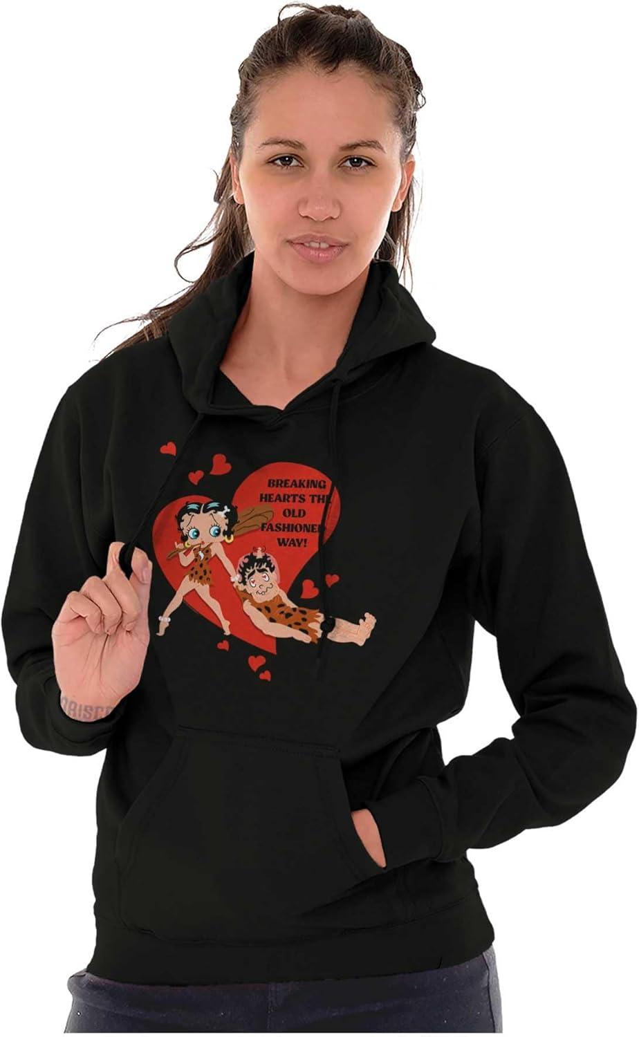imageBrisco Brands Betty Boop Caveman Heartbreaker Hoodie Sweatshirt WomenBlack