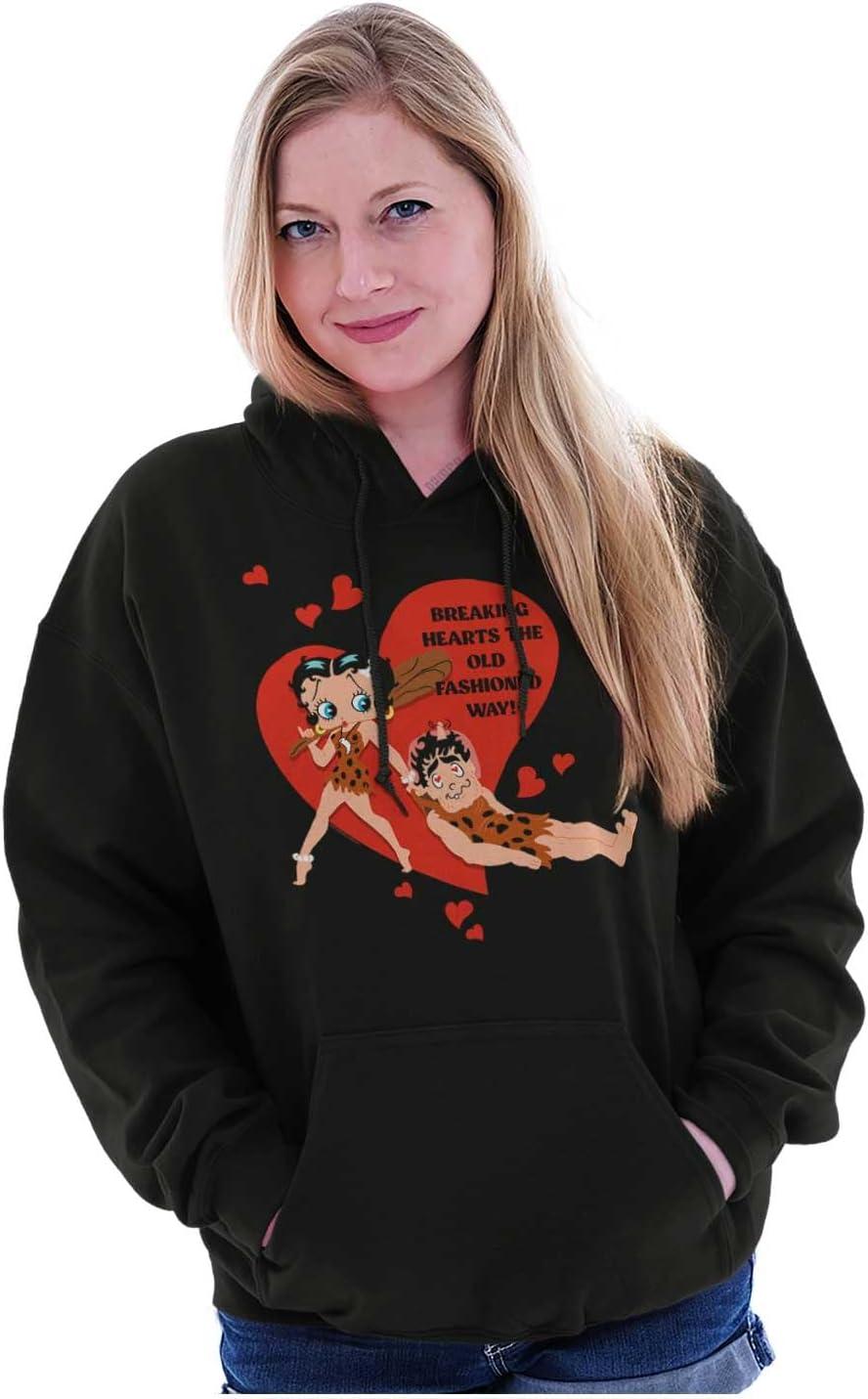 imageBrisco Brands Betty Boop Caveman Heartbreaker Hoodie Sweatshirt WomenBlack