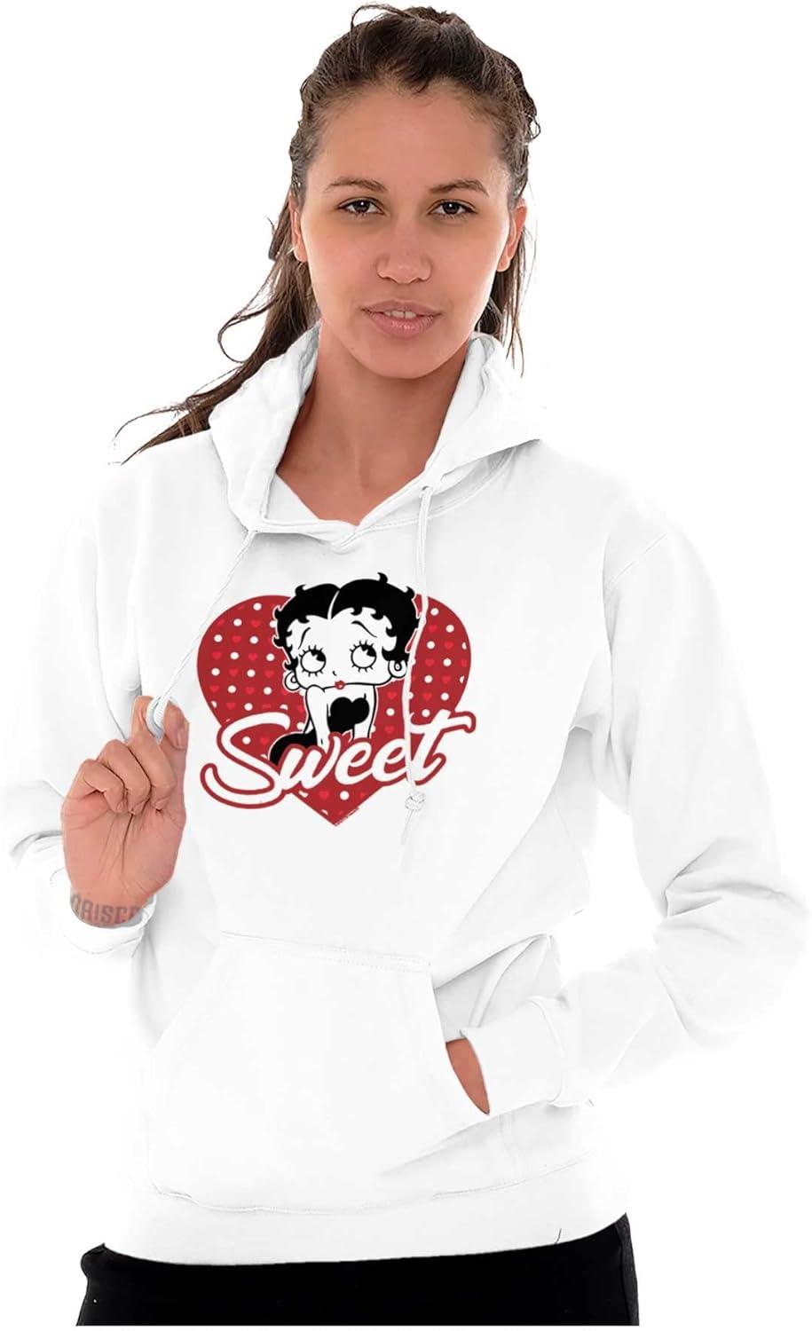 imageBrisco Brands Betty Boop Sweetheart Love Cute Hoodie Sweatshirt WomenWhite