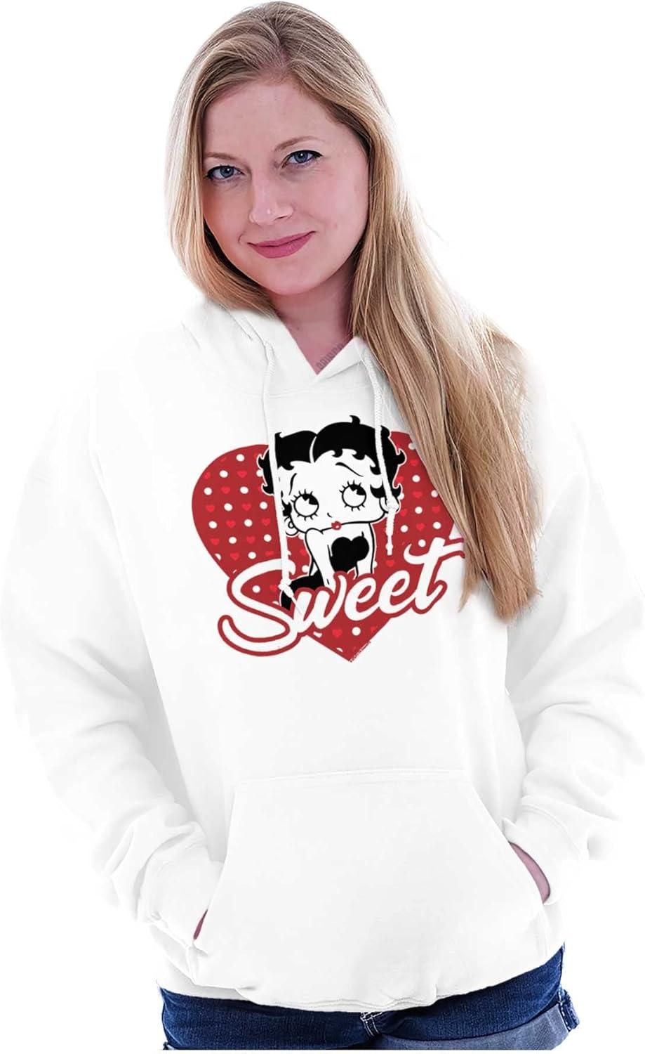 imageBrisco Brands Betty Boop Sweetheart Love Cute Hoodie Sweatshirt WomenWhite