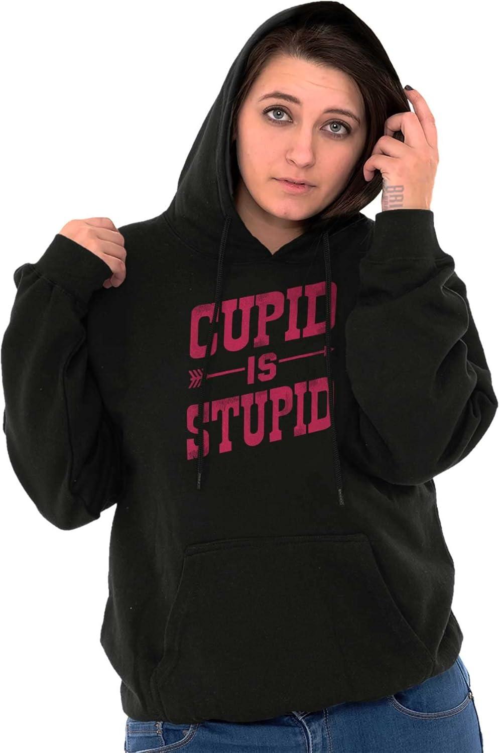 imageBrisco Brands Cupid is Stupid Anti Valentines Hoodie Sweatshirt WomenBlack